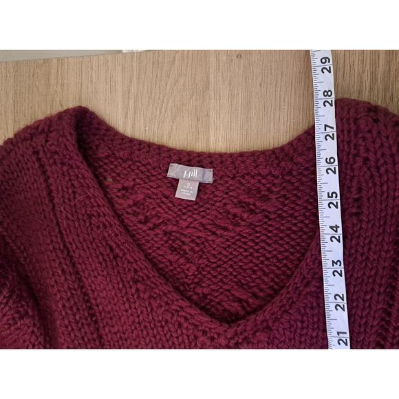 J. Jill V Neck Cable Knit Sweater Alpaca Wool  Blend Size S P Red - Picture 7 of 7